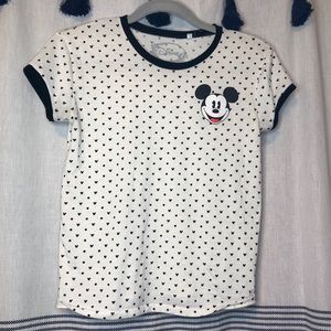 Disney Mickey Mouse B&W Ringer Short Sleeve Tee M